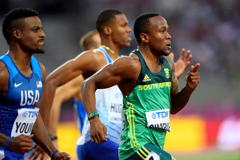 Akani Simbine at the World Athletics Championships in 2017